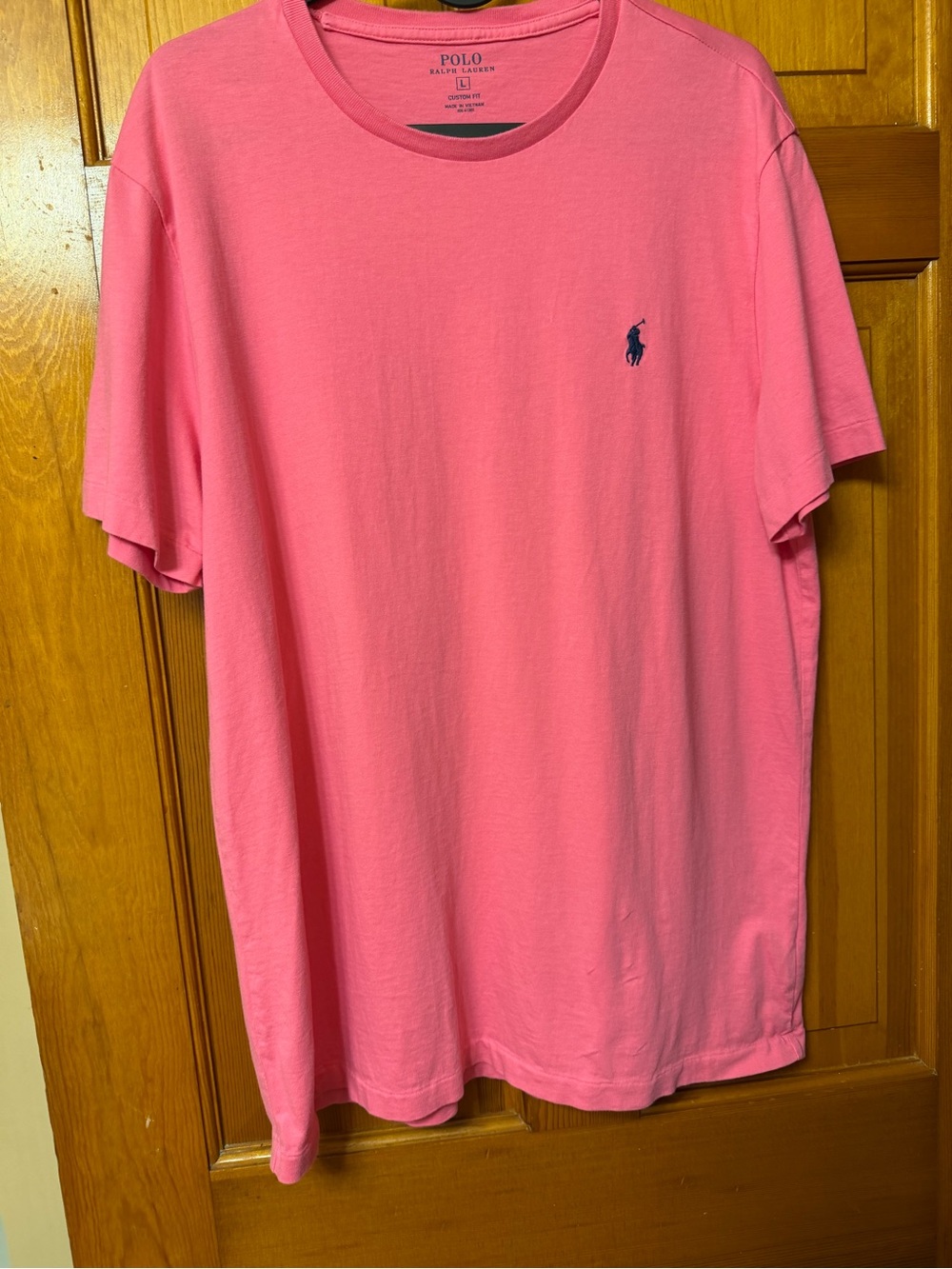 Polo by Ralph Lauren Coral Pink Crew Neck Tee with Navy Pony